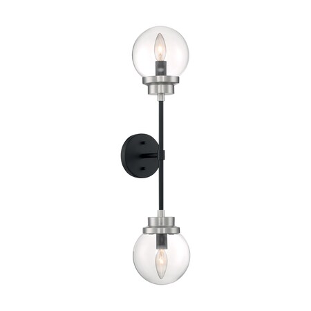 Nuvo Fixture, Indr Sconce, 2-Lght, Incandescent, 60W, 120V, B10, Candelabra, Bulb Count: 2 60/7132